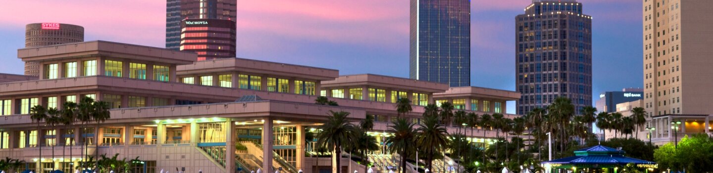 Tampa downtown skyline at dusk