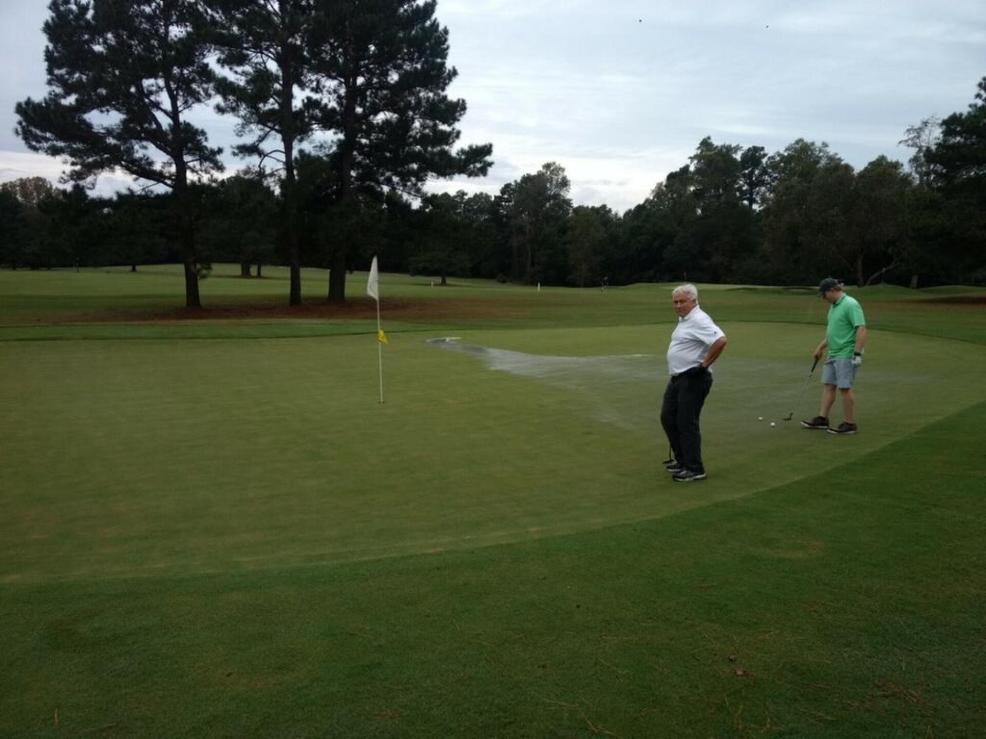 Photo of the standing water on the green (Photo submitted by Jmathis14 on 10/15/2018)