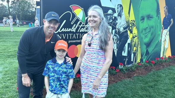 Rory McIlroy with Cooper Cates and Michelle Warnica at Bay Hill 