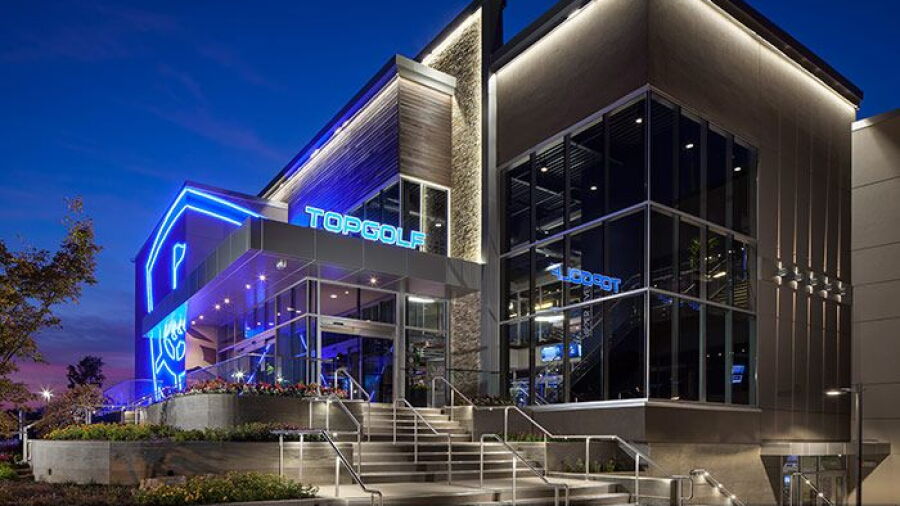 TopGolf Atlanta Midtown - Exterior by night