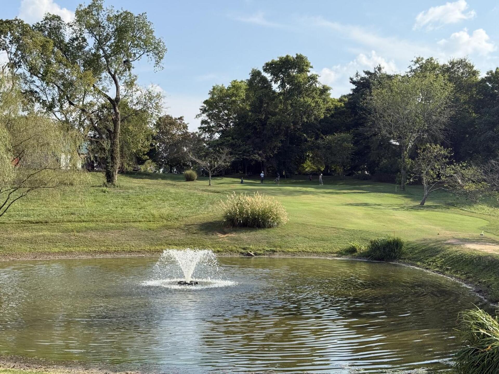 Hole #9 over the pond and Hole #8 through the tight gap. (Photo submitted by goatmouth on 09/25/2025)