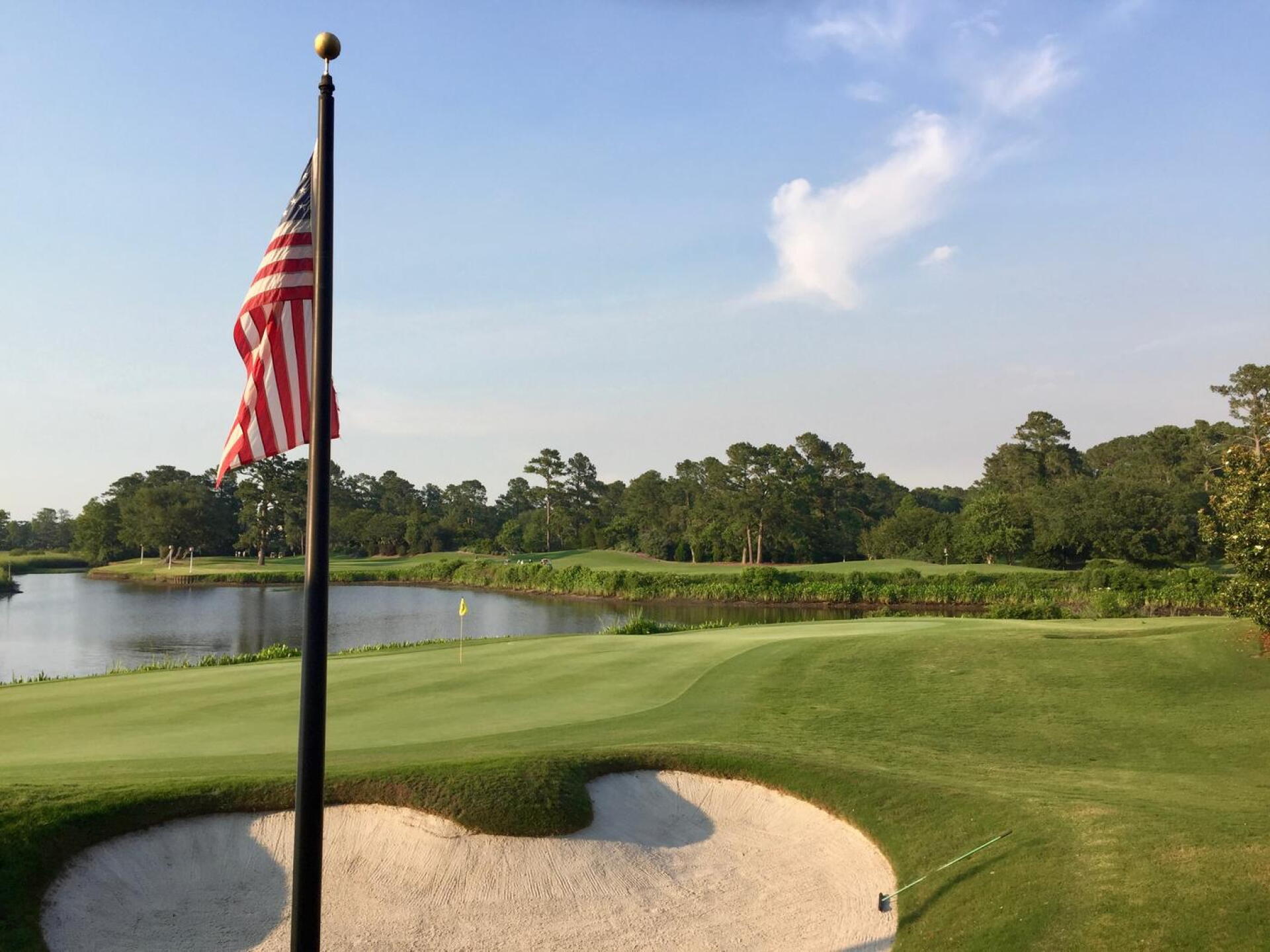 The view back from the porch down the par-4 18th at Caledonia is hard to beat. (Photo submitted by TimGavrichGP on 11/08/2017)