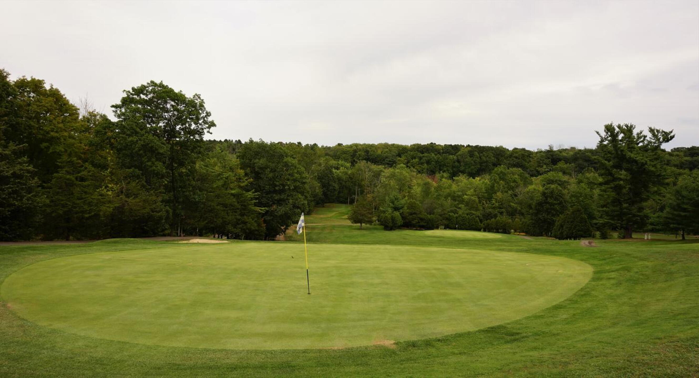Seventh: The toughest par-4, straight uphill to a two-tiered green, on which a tiny bird has alighted. (Photo submitted by AptlyLinked on 09/09/2020)