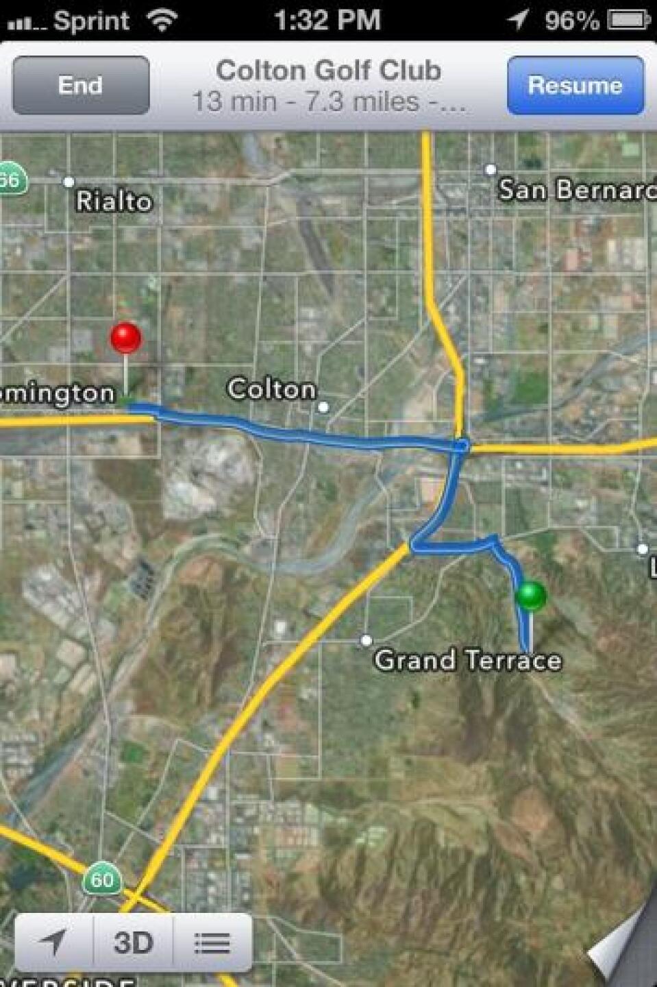 The green pin is where the "Get directions" link takes you. The red pin is 7.3 miles away, the actual course location. (Photo submitted by u000007174454 on 08/18/2013)