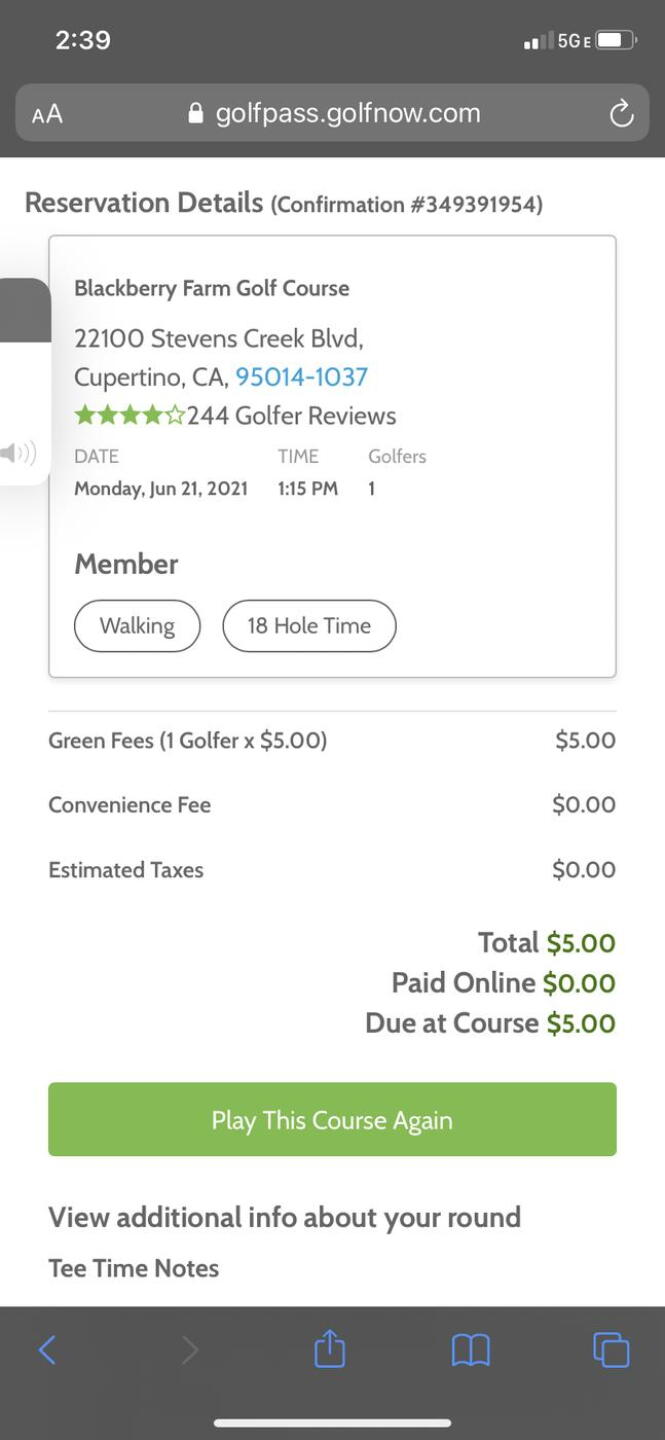 Got my reservation here online for 18 holes (Photo submitted by C97Wfm1g2w4i6WHhOLdl on 06/21/2021)