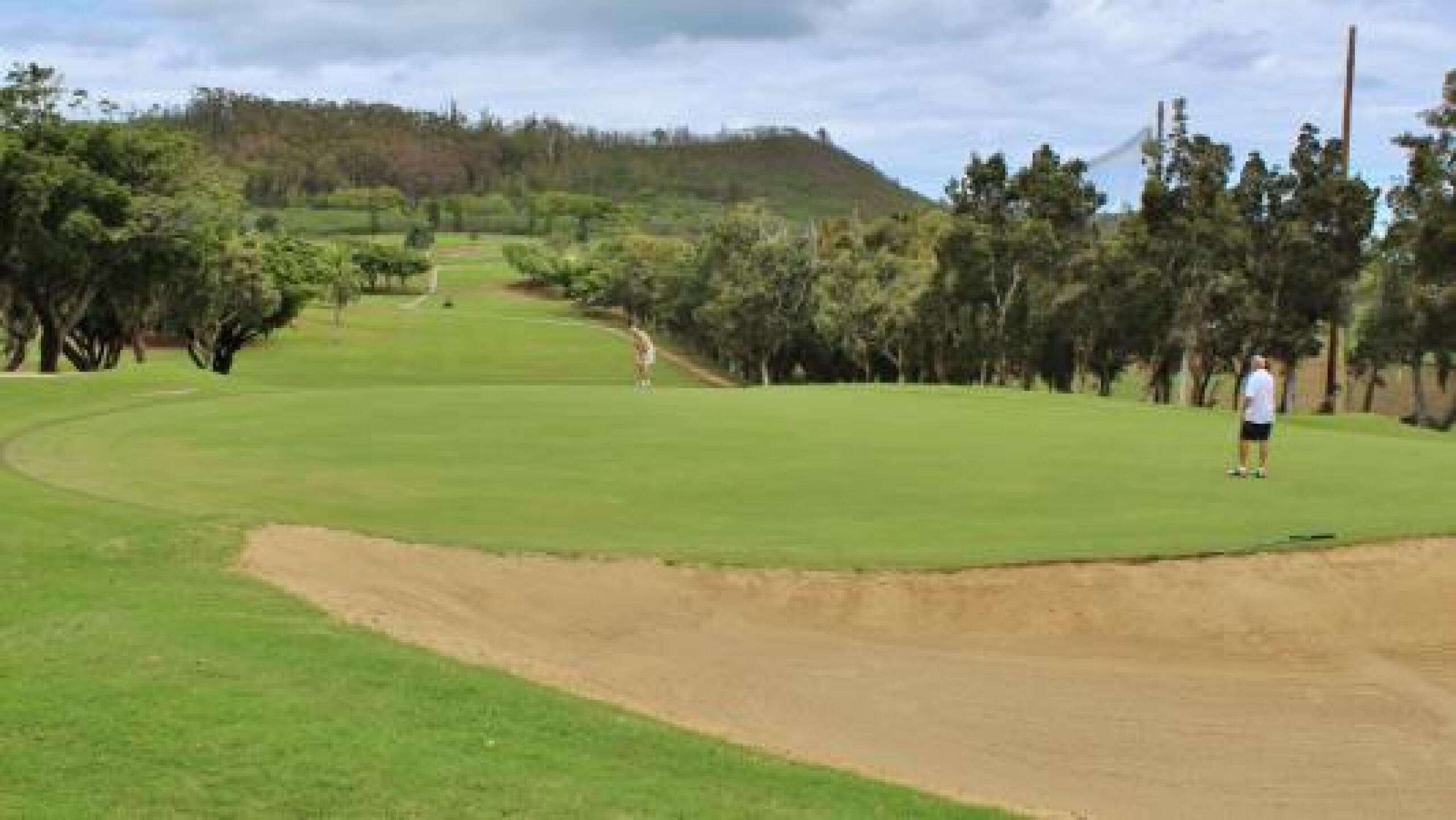 The 18th hole at Olomana ends at a large green. (Photo submitted by JasonDeeganGA on 01/29/2014)