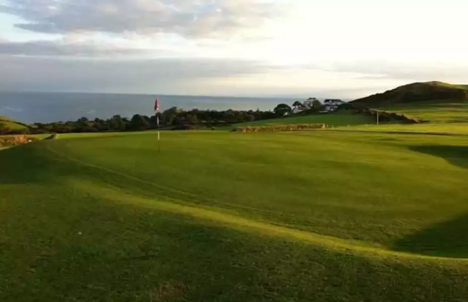 Green overlooking the sea at Criccieth