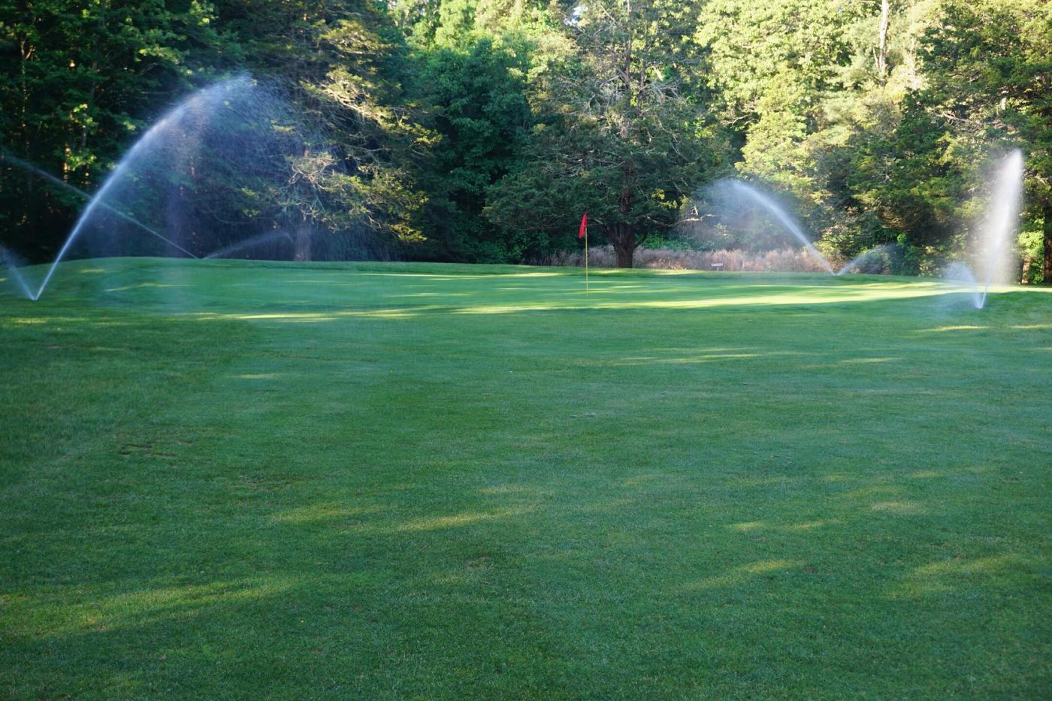 The eighth. Sprinklers are on before the day’s play begins. (Photo submitted by AptlyLinked on 07/19/2021)