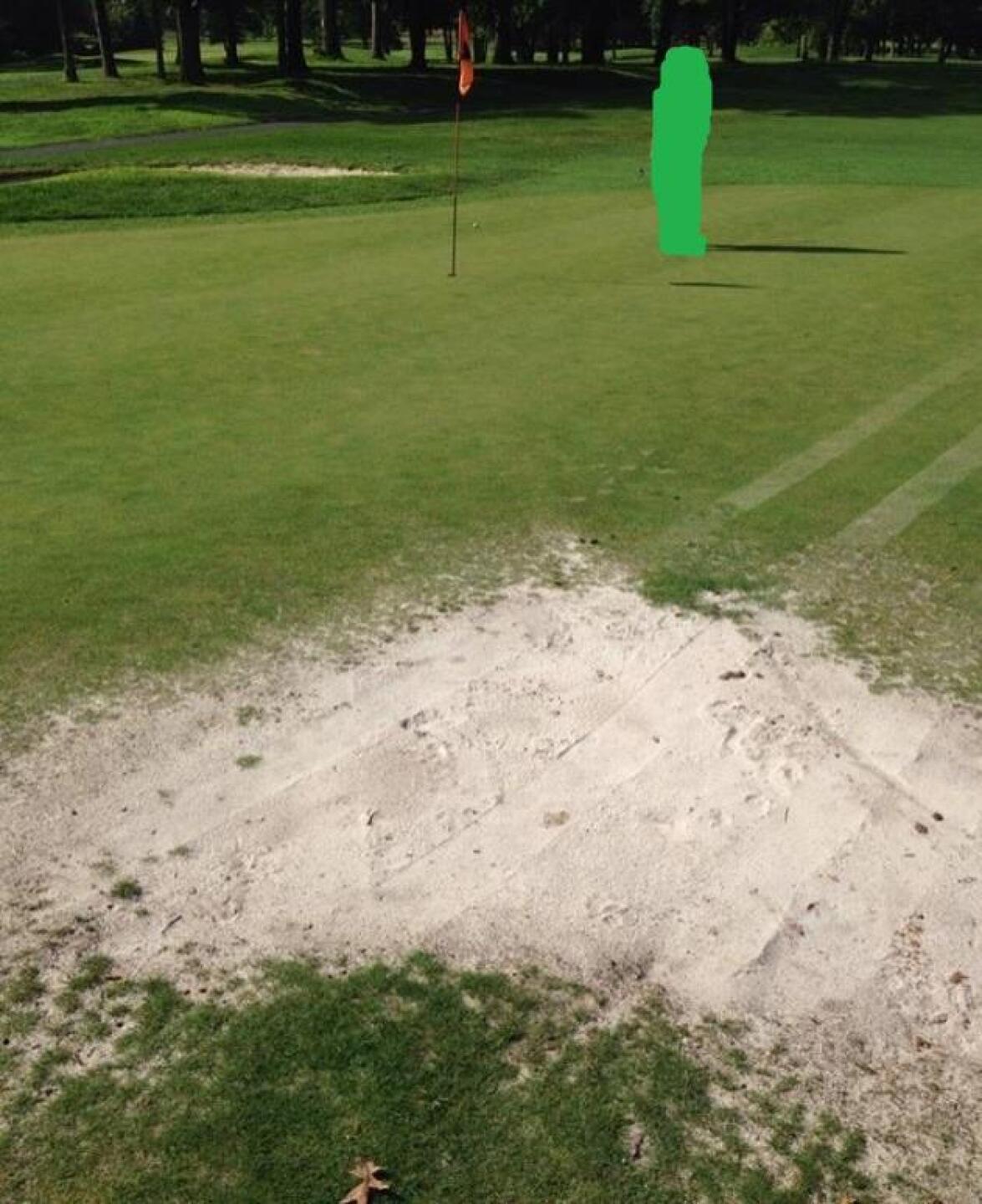 Pile of sand on one of the greens (Photo submitted by smcgorry on 08/17/2015)
