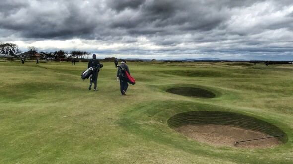 Rake in bunker at St. Andrews