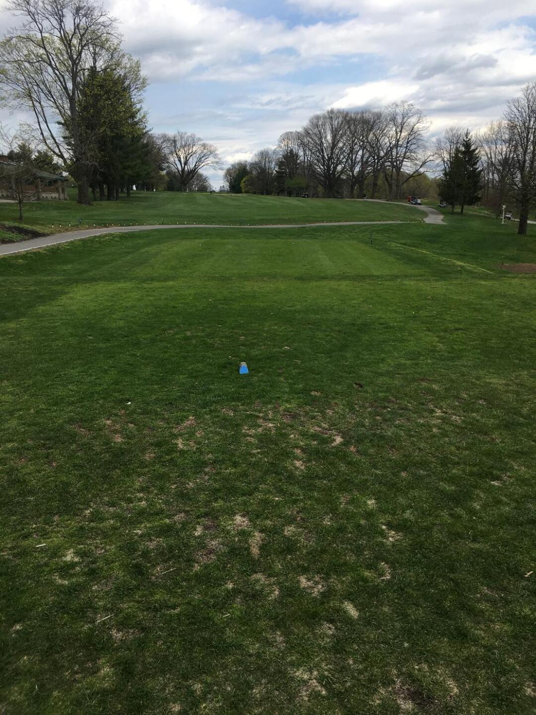 First tee, par 4, 354 yards from the blues. (Photo submitted by elandry on 04/14/2021)
