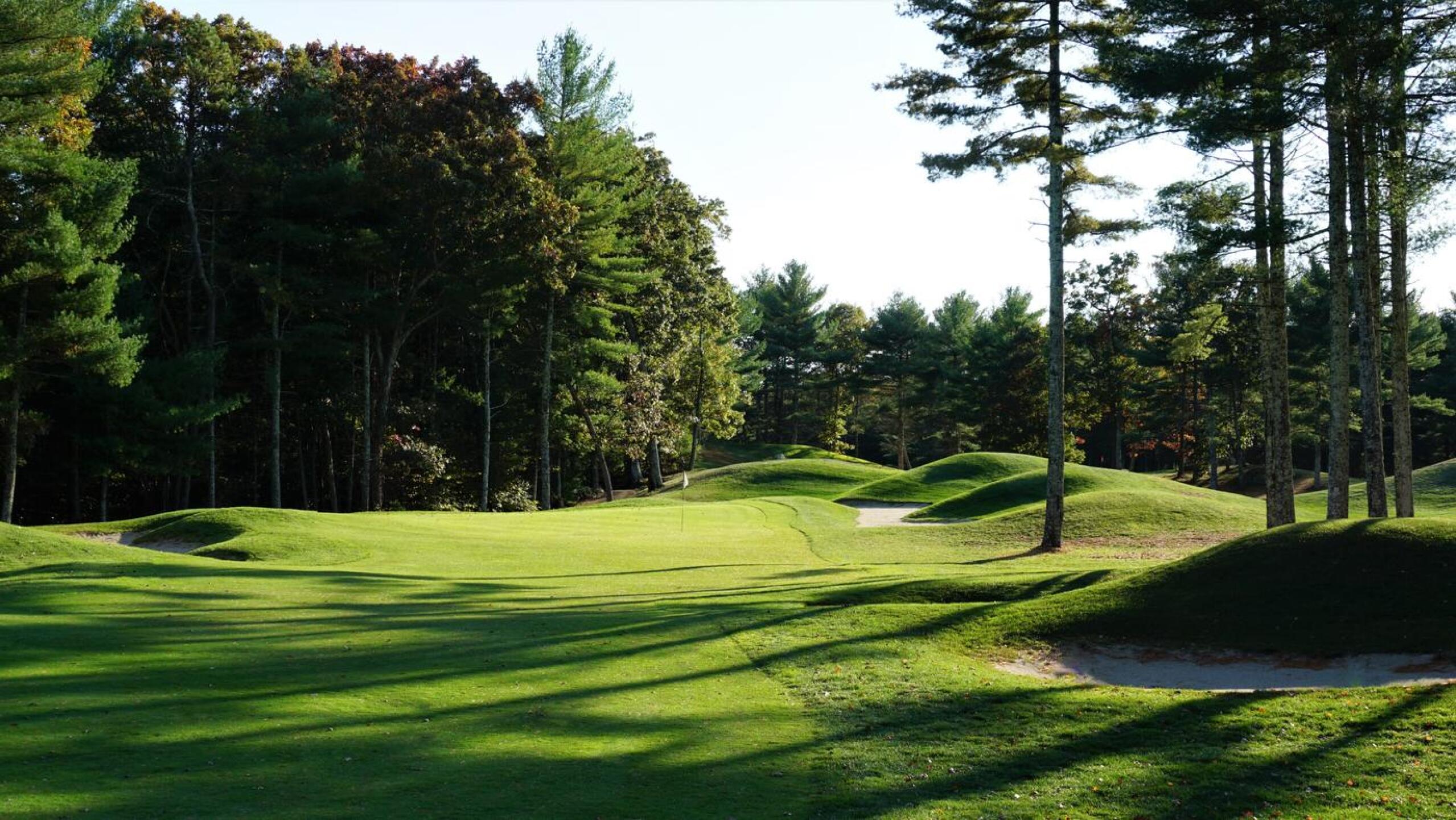 Seven: a tight, downhill par-four culminating in this striking green complex. (Photo submitted by AptlyLinked on 10/19/2020)