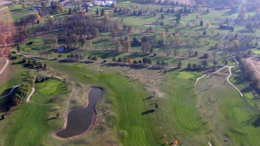 Locust Hills GC - Maple: aerial view of hole #'s 2,3,5 & 6