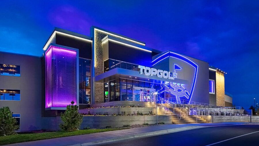 TopGolf Centennial - Exterior by night