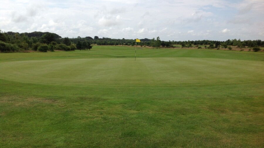 View of the 1st green on the Dawson
