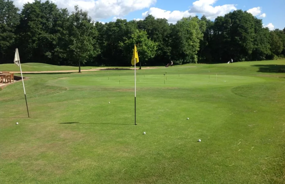The practice green at Milford