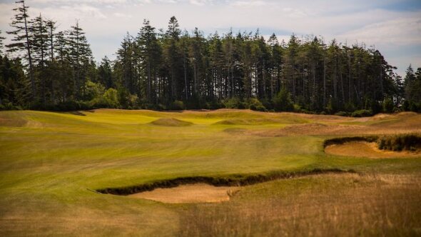 Bandon Dunes Golf Resort (Old Macdonald, hole 18 pictured) is one of many great golf destinations to which travelers now have easier access. (Bandon Dunes Golf Resort/Wood Sabold)