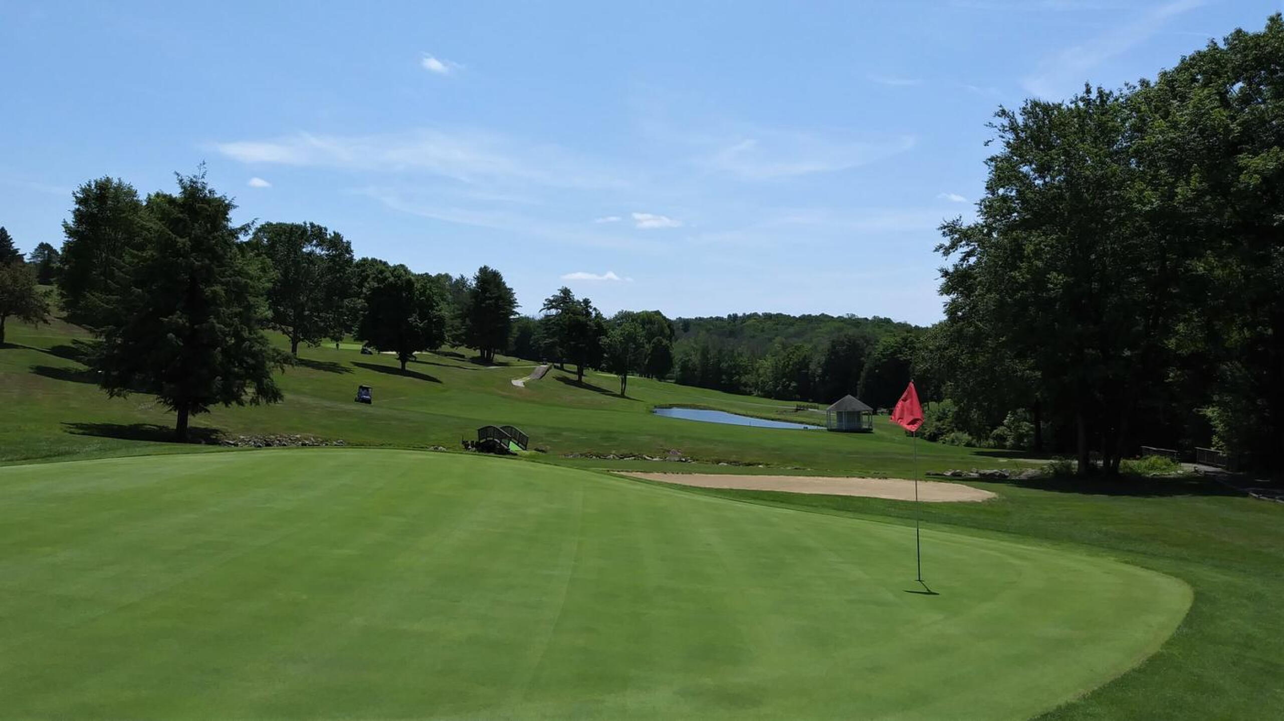 A view capturing 8’s undulating green (from behind), excellent course conditions, and the journey from the tee. (Photo submitted by AptlyLinked on 07/18/2020)
