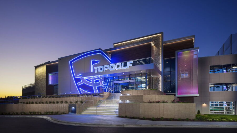 Topgolf Brooklyn Center by night