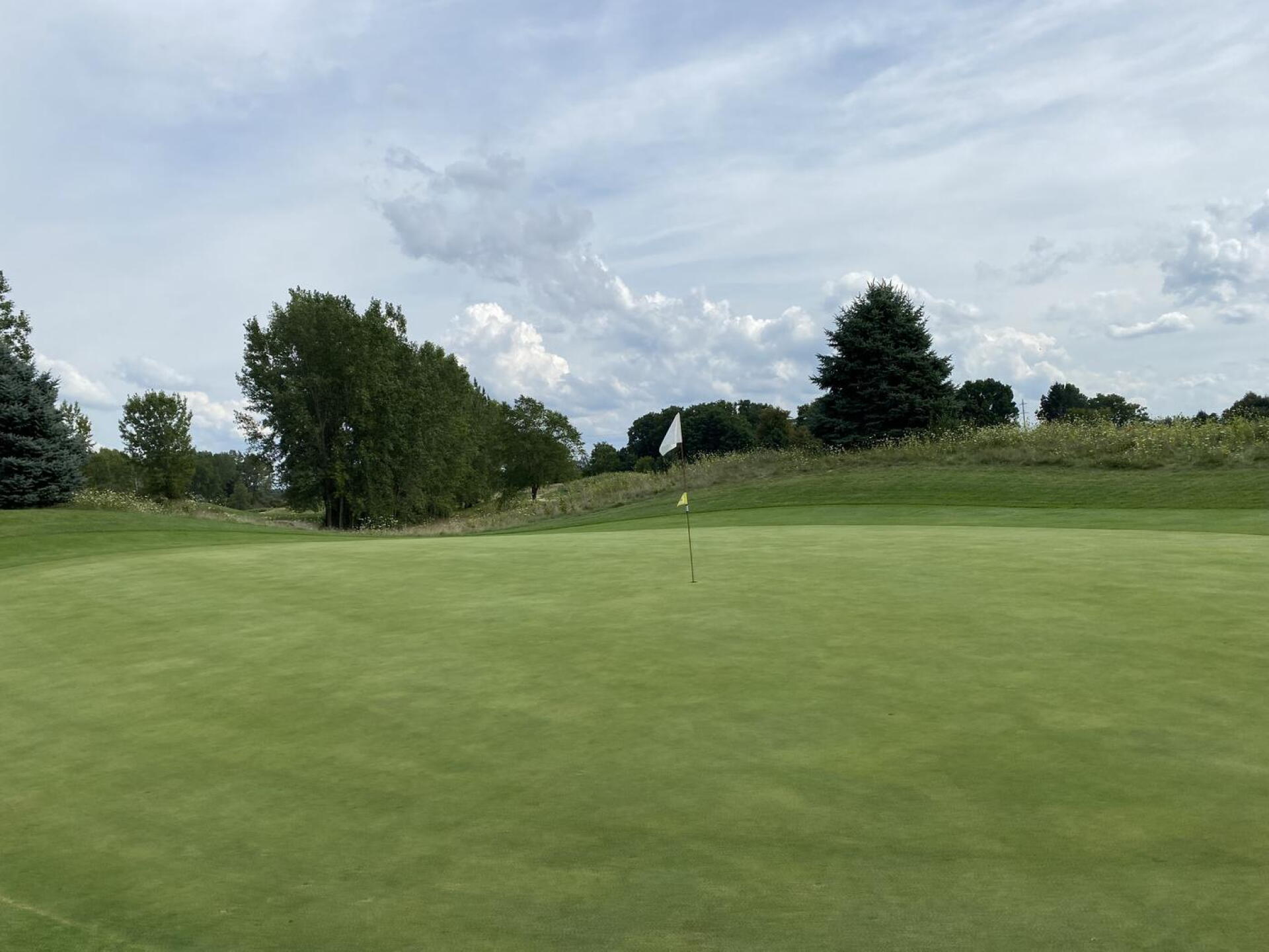 1st green.  Pretty straight forward par five but the tee shot is tight.  As you can see it's in great shape. (Photo submitted by u314161955381 on 01/21/2023)