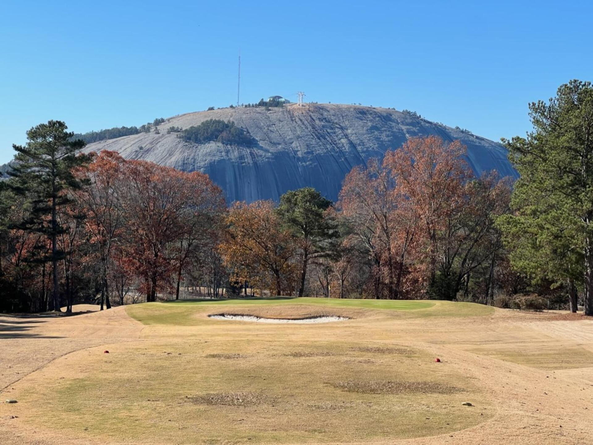 17th green and Stone Mt (Photo submitted by Peter3943030 on 11/30/2022)