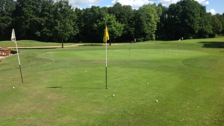 The practice green at Milford