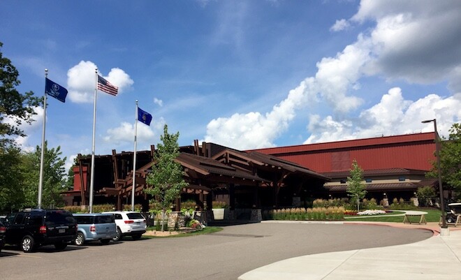 The lodge-style clubhouse at SentryWorld.