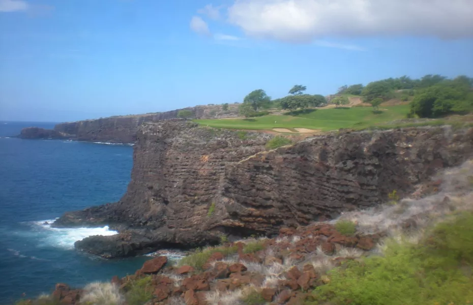 The Manele Golf Course's rocky 202-yard, par-3 No. 12