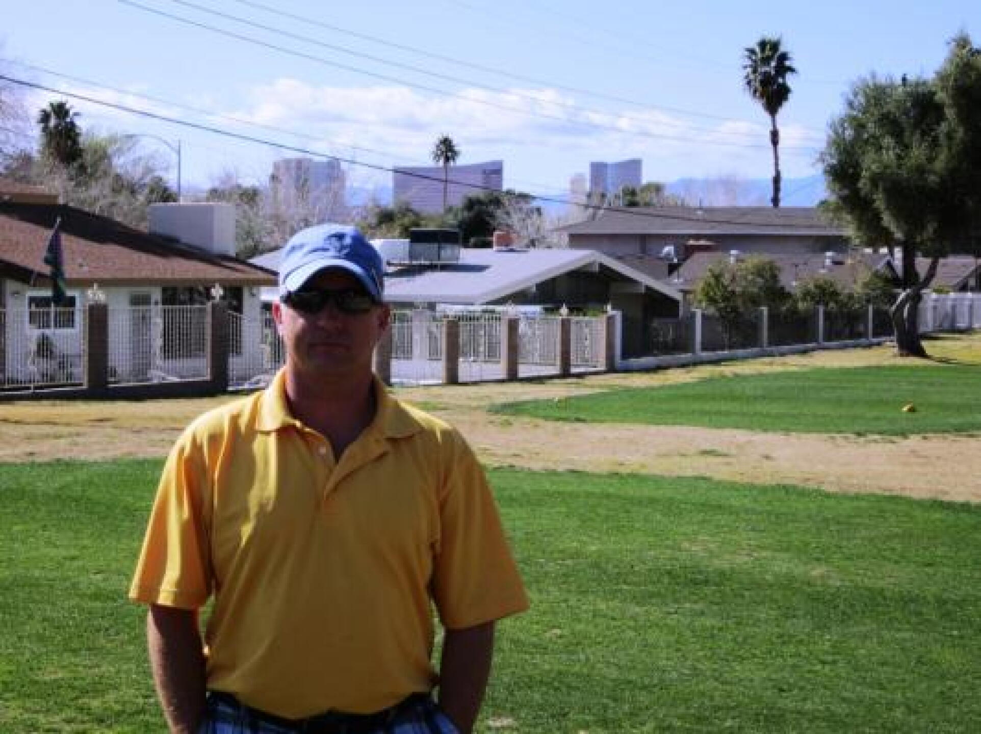 18th tee with Strip in background. Strip can be seen from many holes. (Photo submitted by AirFed on 03/08/2013)