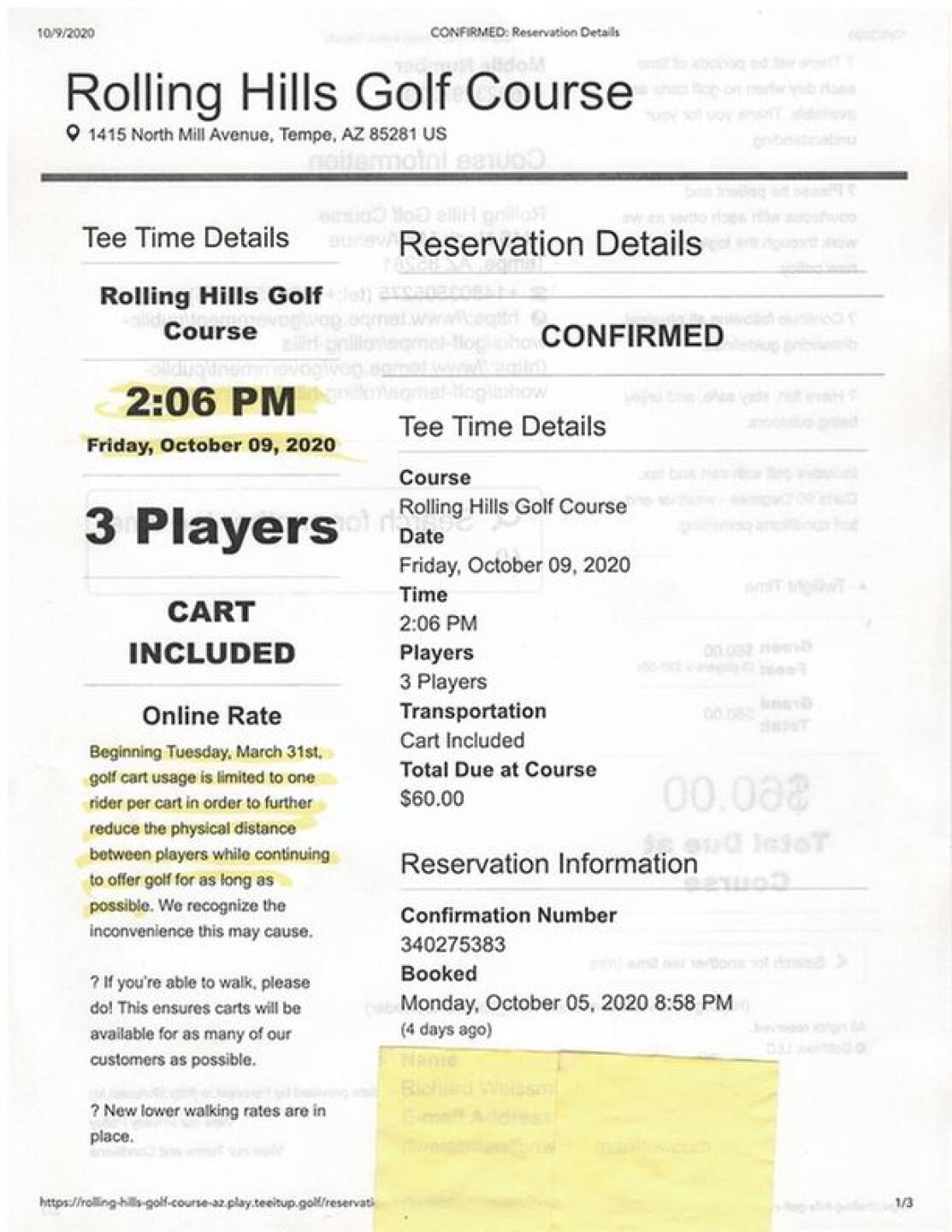 Confirmation (Photo submitted by u9386511 on 10/09/2020)