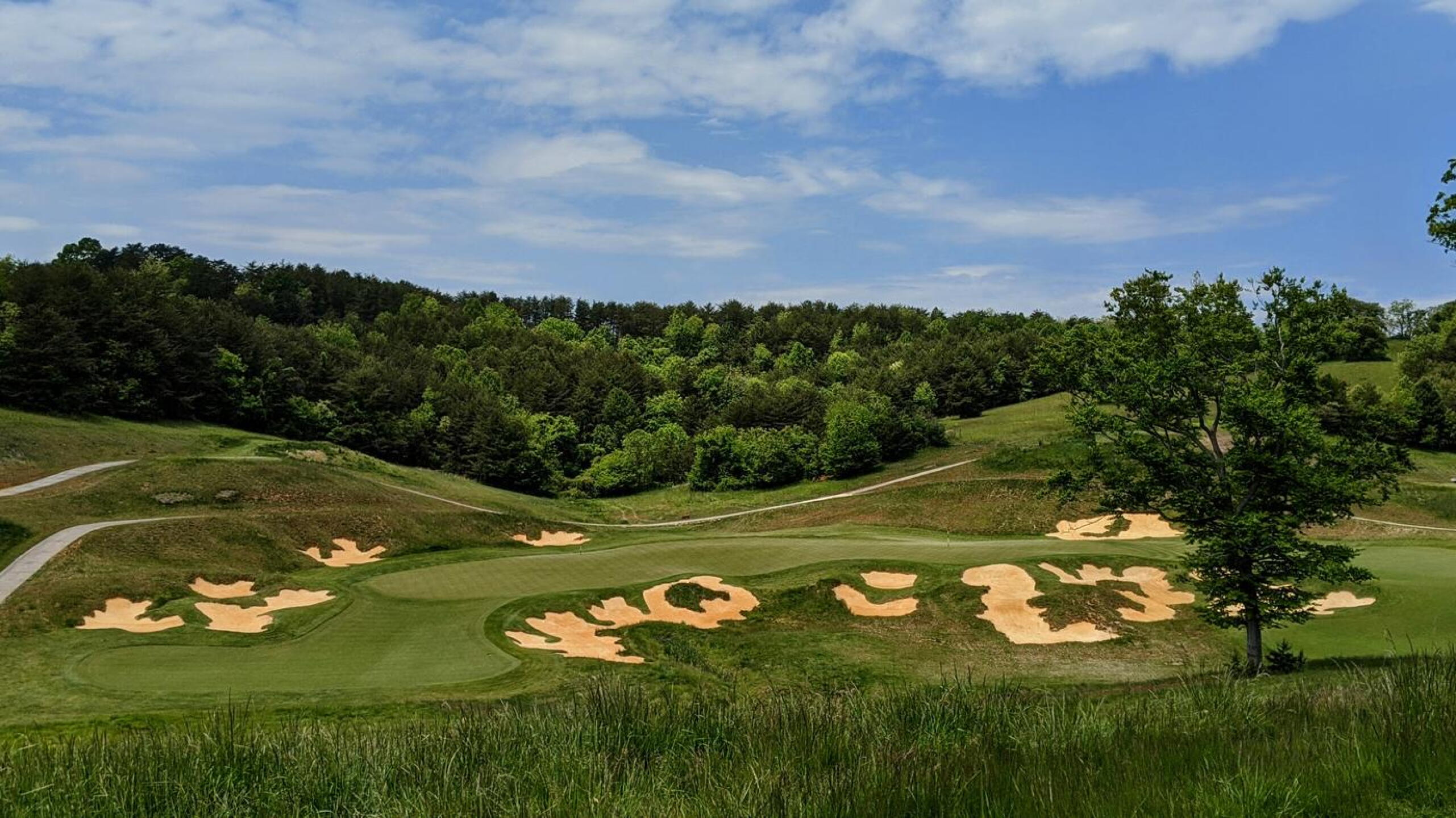 The double-green of the par-3 13th (left) and par-5 15th (right) is a lot of fun. (Photo submitted by Back9Ben on 05/17/2020)
