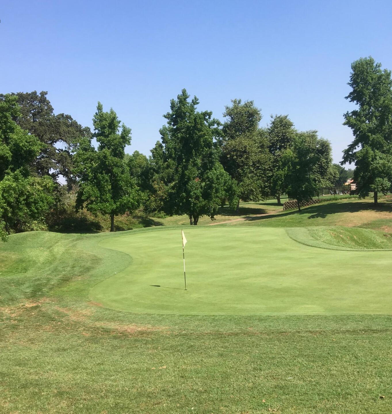 Most of the greens are kidney shaped, designed perpendicular to the fairway, so you don't want to go long, but plenty of run left/right (Photo submitted by Cops1998 on 07/28/2018)