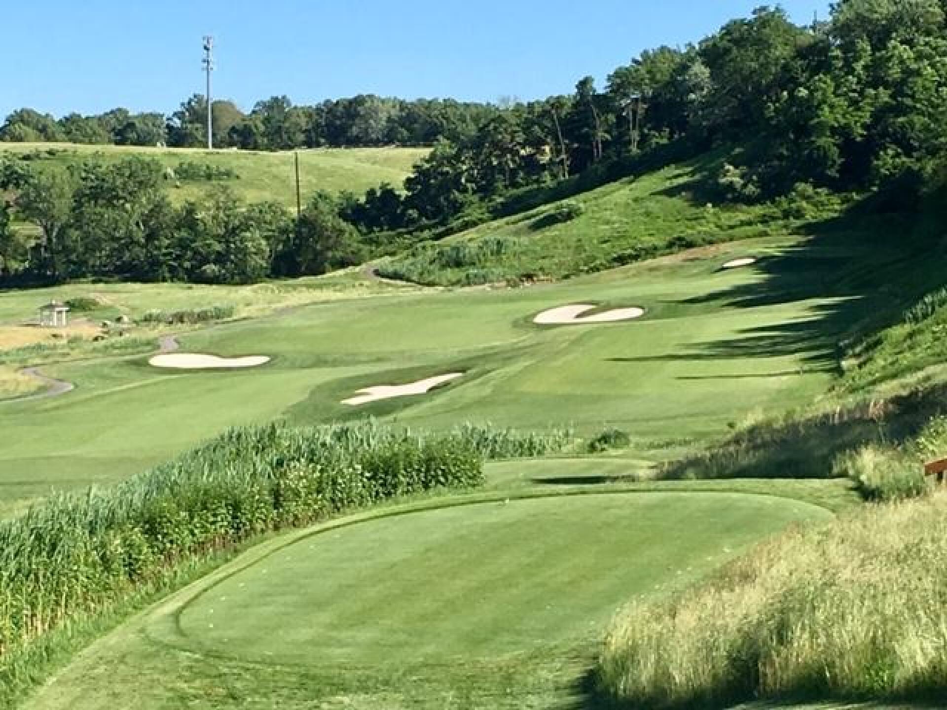 Split fairway risk-reward options. The green site is to the right (Photo submitted by LICC on 06/12/2019)