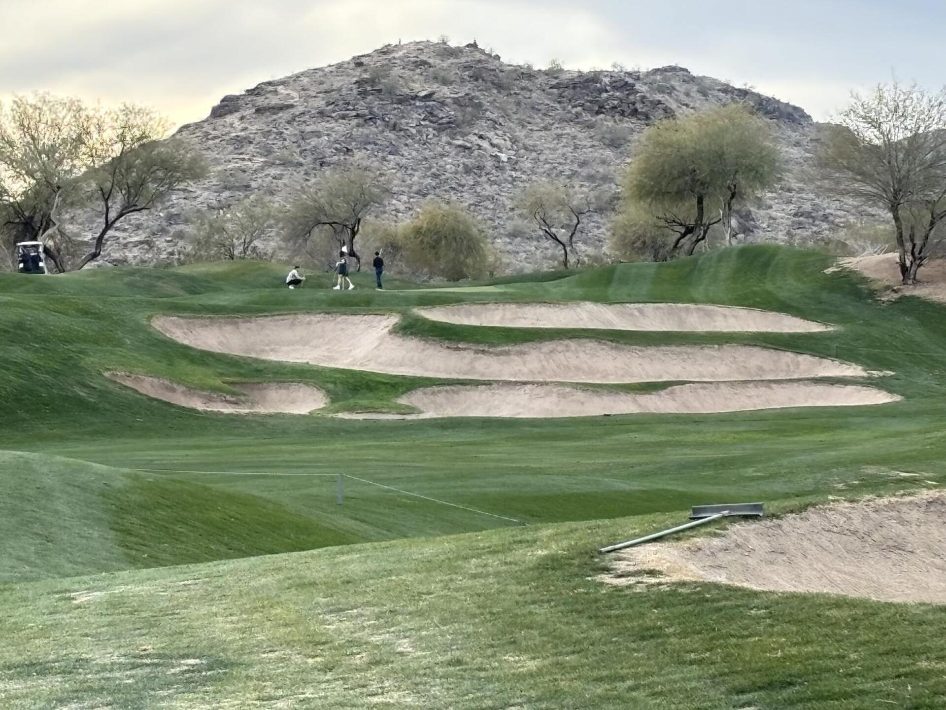 A very challenging up hill approach shot on a 388 yard Par 4 with a narrow fairway. (Photo submitted by WarrenJanzen on 01/18/2024)