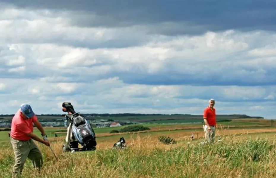 Golfers in the rough at Flamborough Head
