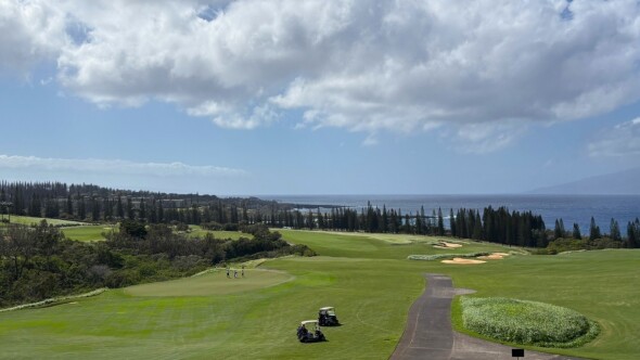 The Kapalua Plantation Course - clubhouse view of no. 18 