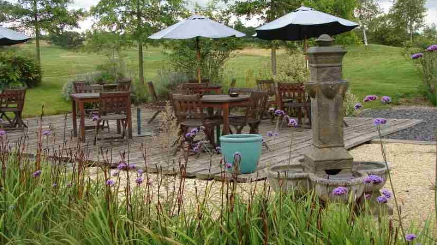 Relax outside the clubhouse