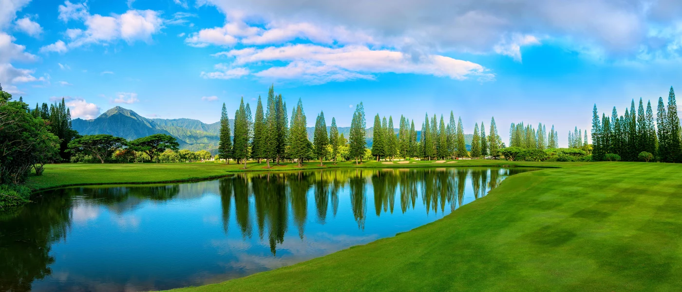 Princeville Makai Hole 18 AM PANO Shot with Moon & Pines.jpg