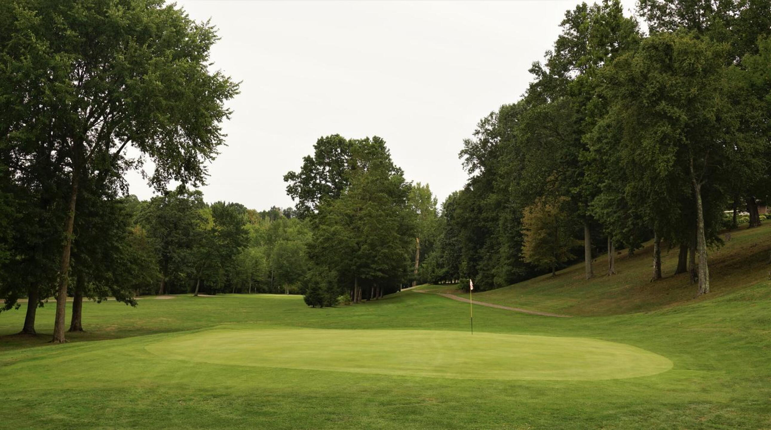 Six is a robust par three of 210 yards (seen here from behind the green). (Photo submitted by AptlyLinked on 09/09/2020)