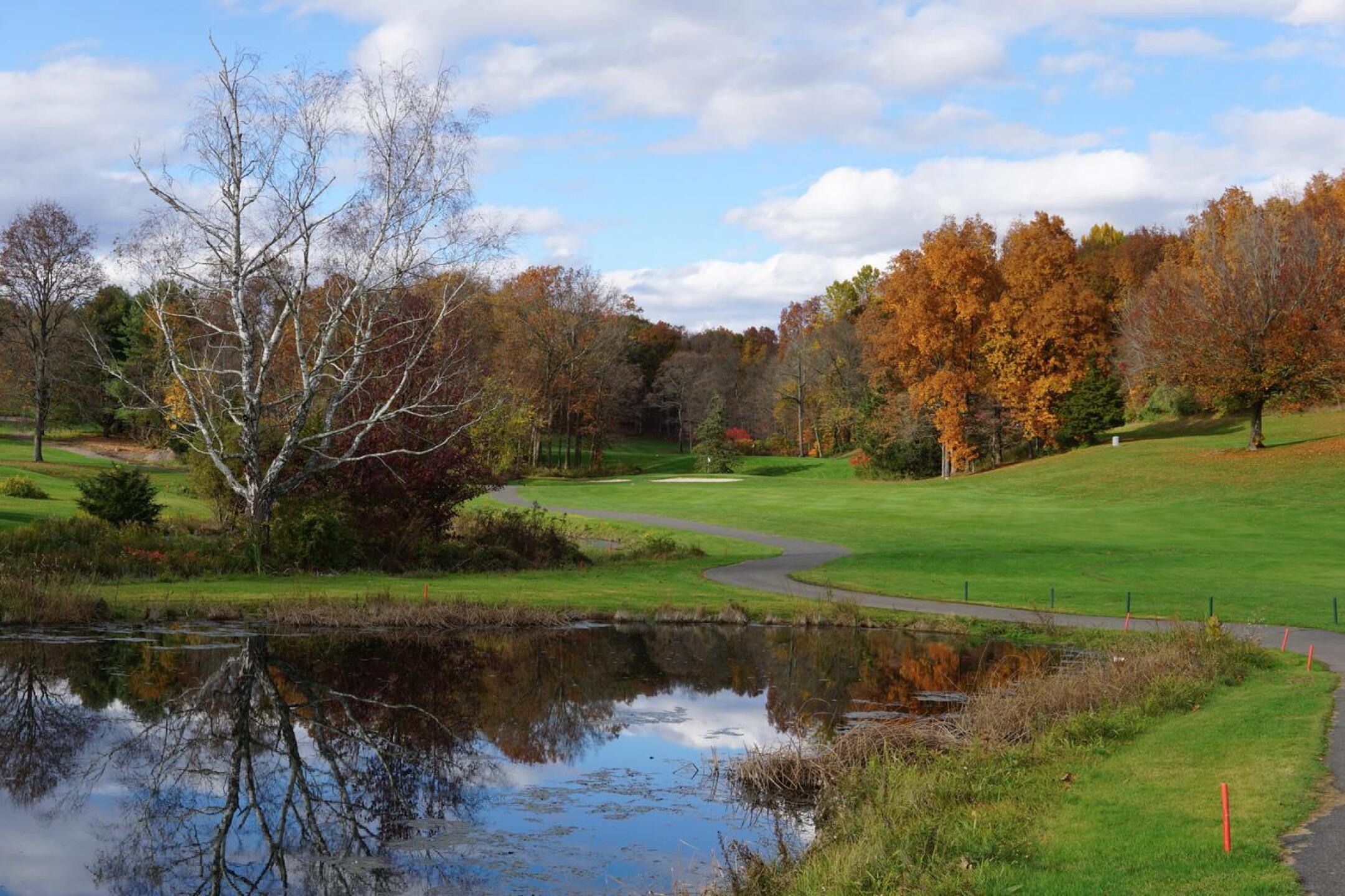 Guarding the left side of fairway ten, this pond will be the bane of those who pull or hook it. (Photo submitted by AptlyLinked on 11/06/2023)
