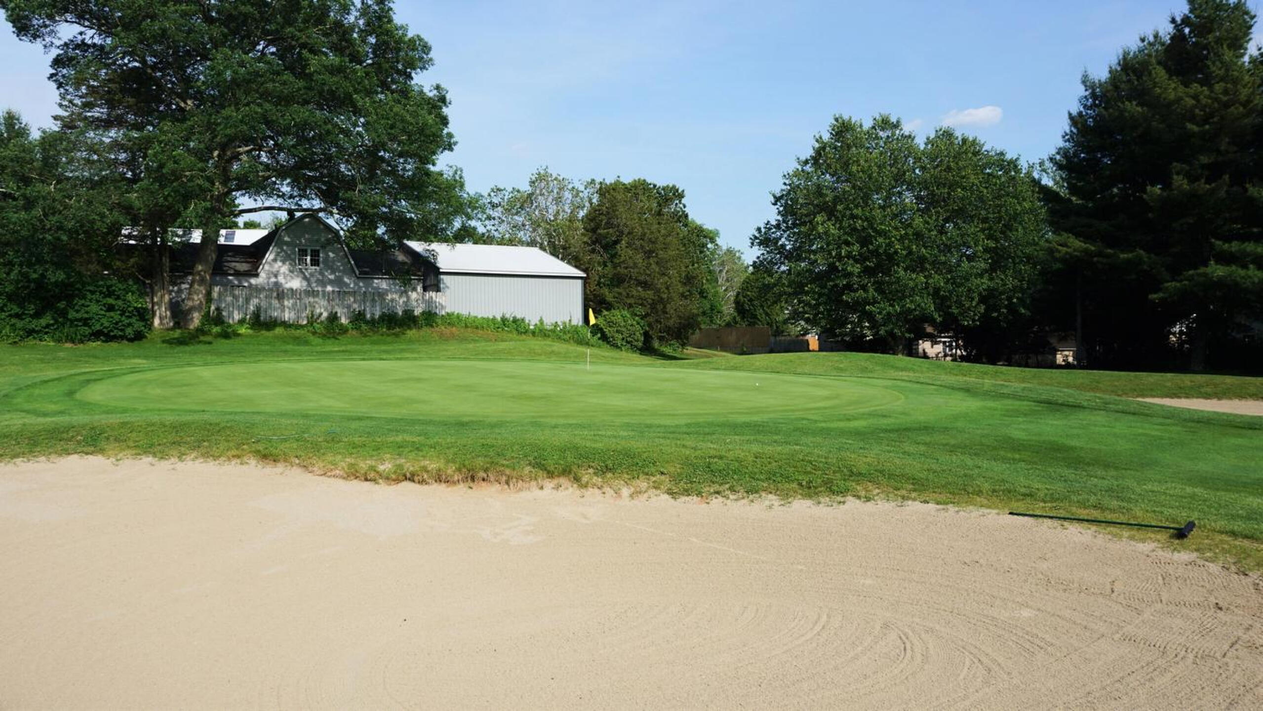 Four, a 123 yard par-3 with an elevated green. View from left flank. (Photo submitted by AptlyLinked on 06/06/2021)
