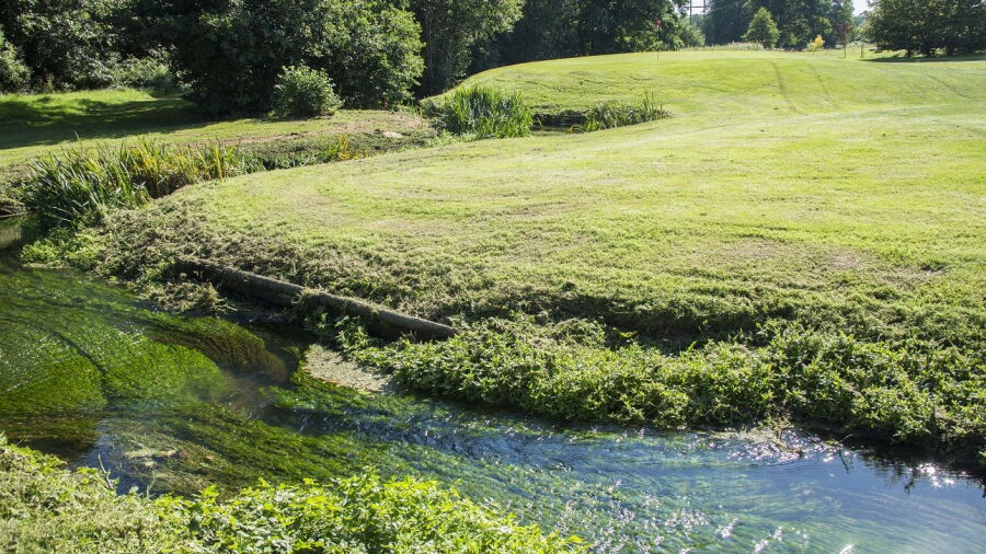 A water hazard at Crane Valley 