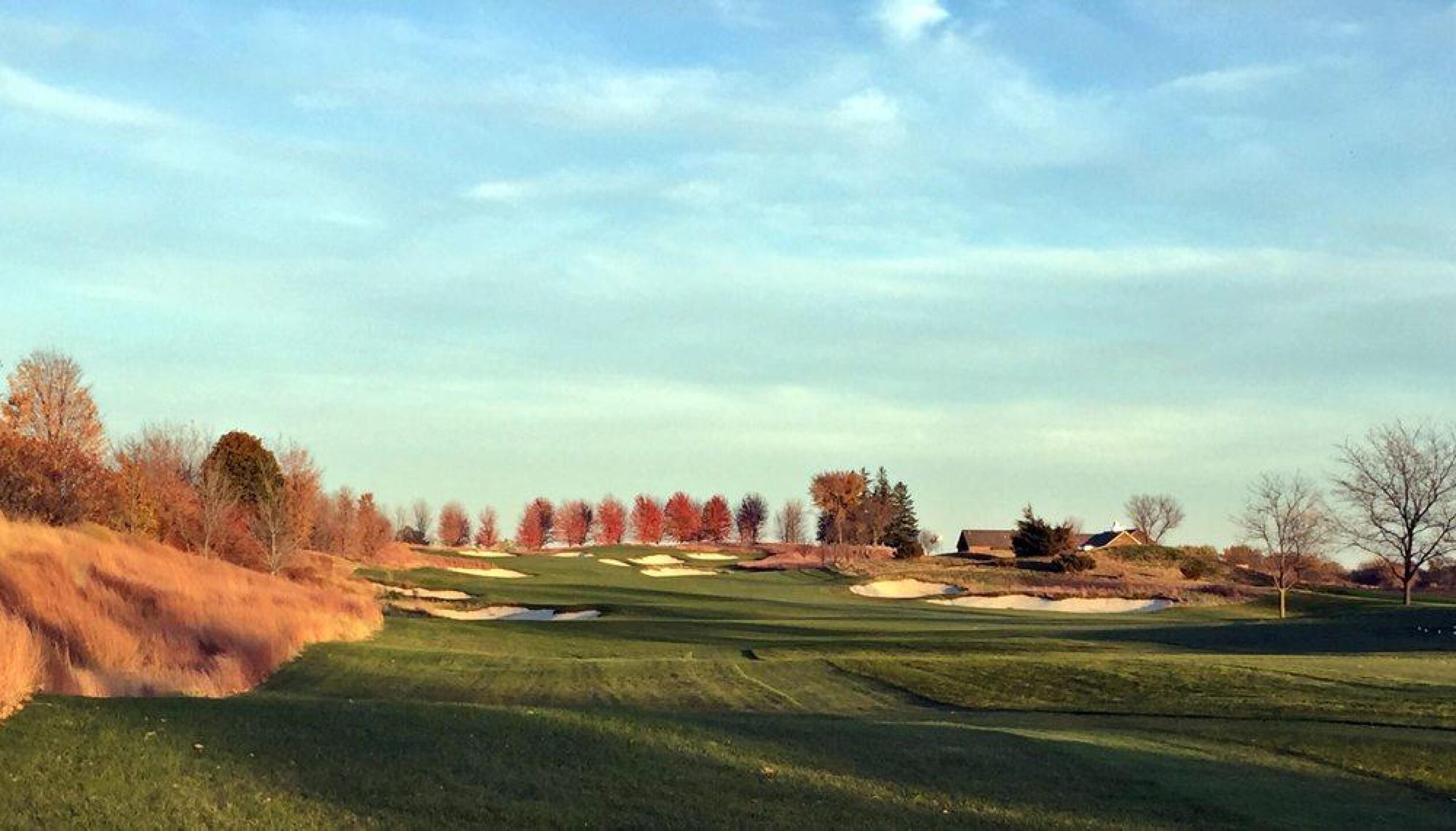 The uphill, 500+-yard 9th hole on a pretty evening showing all of its sandy teeth. (Photo submitted by u179622899 on 12/12/2019)