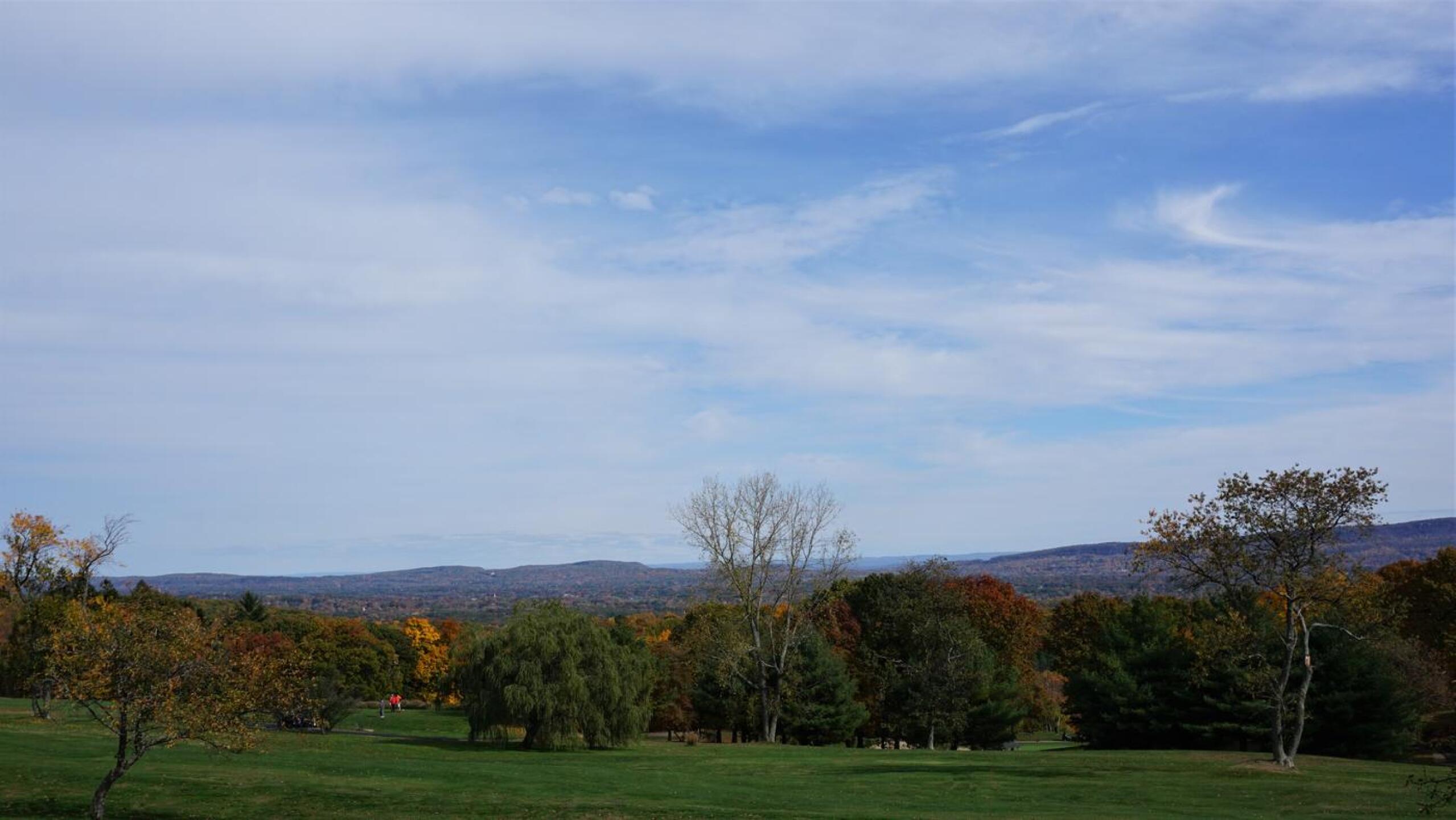 Looking down eastward from tee two, across the ninth fairway: the visible golfers are playing from tee eight. (Photo submitted by AptlyLinked on 10/25/2020)