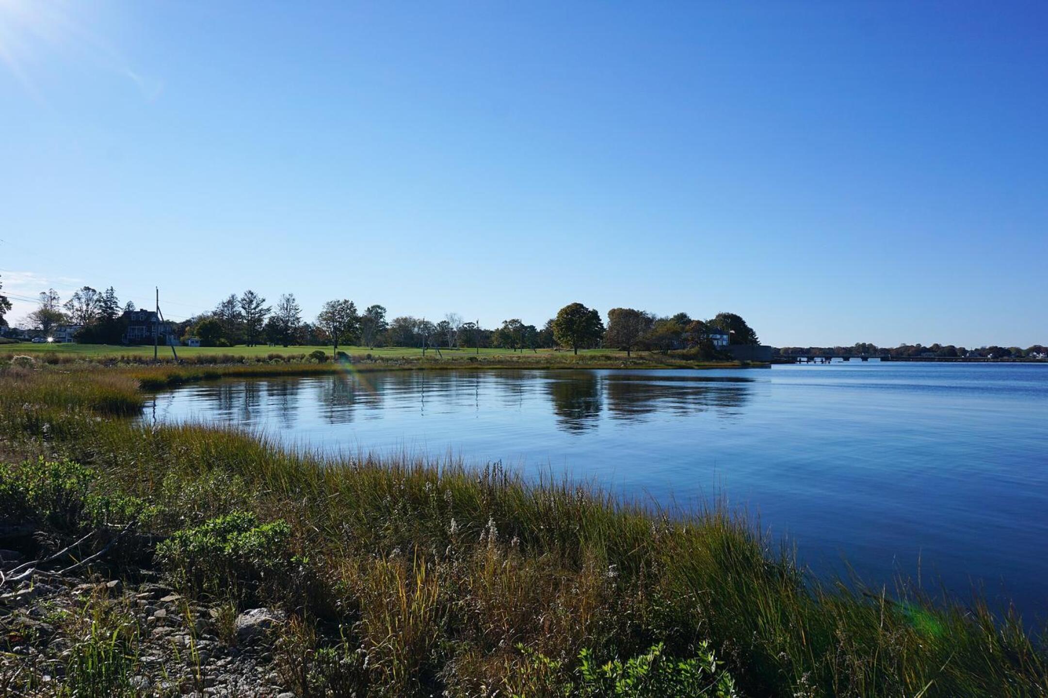 The small green strip in the distance is fairway four, seen here from the blue tee. Drive safely. (Photo submitted by AptlyLinked on 11/08/2021)