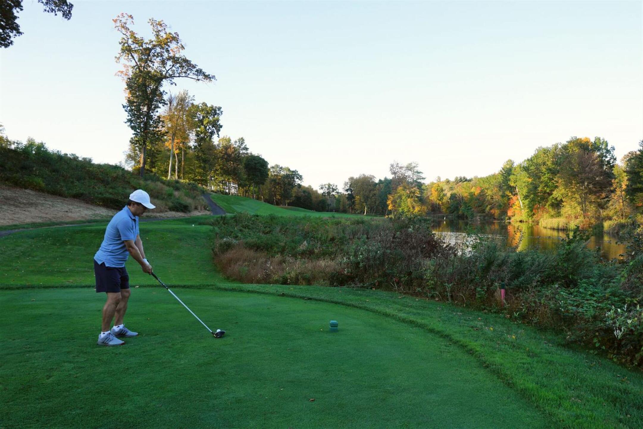 Henry sets up for his tee shot at 14. An avid and fine golfer, he hit it down the middle on this hauntingly beautiful golf hole. (Photo submitted by AptlyLinked on 10/14/2021)