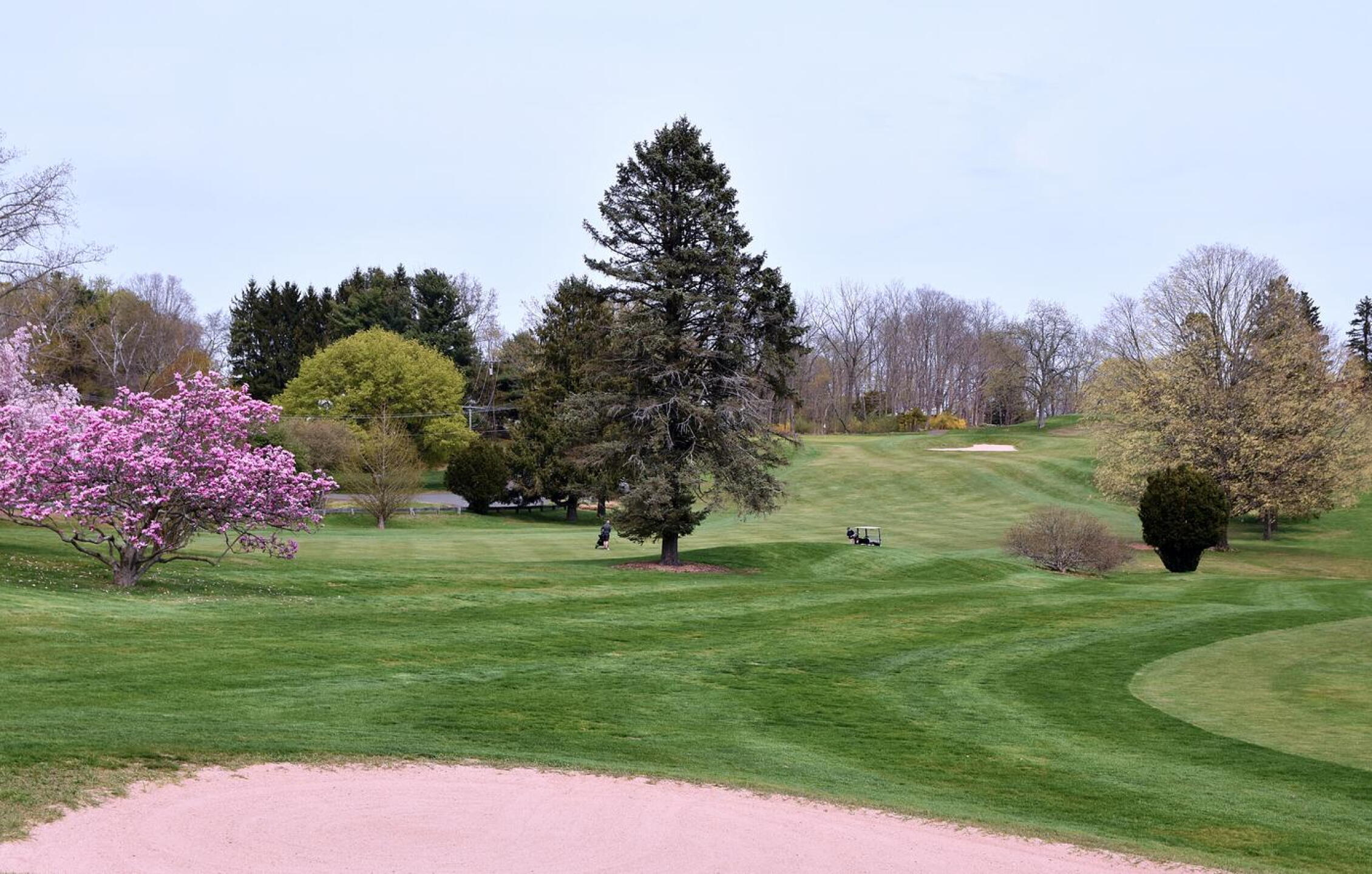 1st Hole: A long view of fairway and green one–as seen from the ninth green. (Photo submitted by AptlyLinked on 04/26/2025)