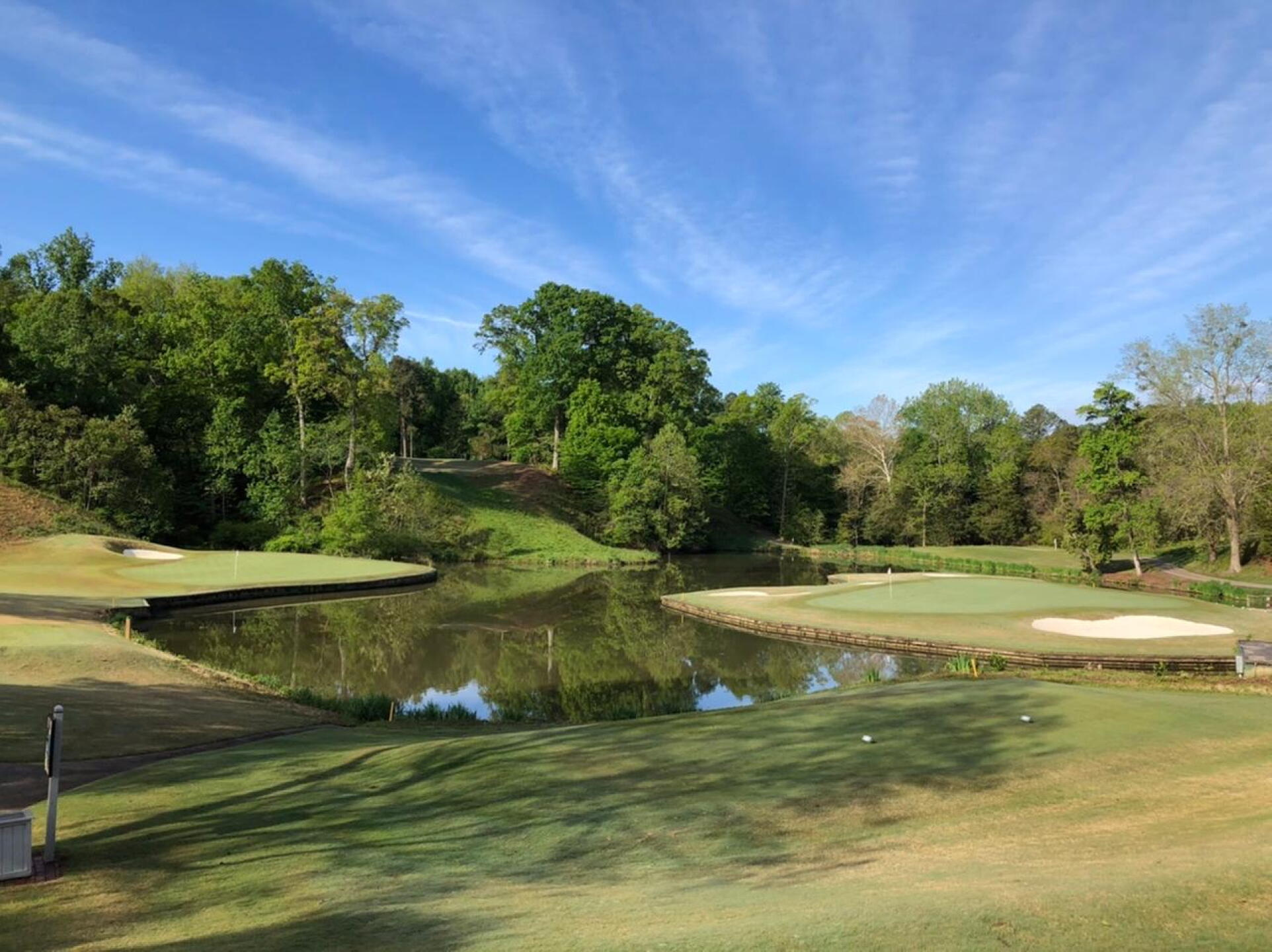 The walk to the second green reveals what lies ahead. The 12th green (left) and 16th (right) (Photo submitted by BrandonWebb on 04/29/2020)