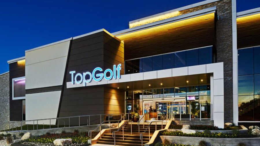 TopGolf Austin - Exterior by night