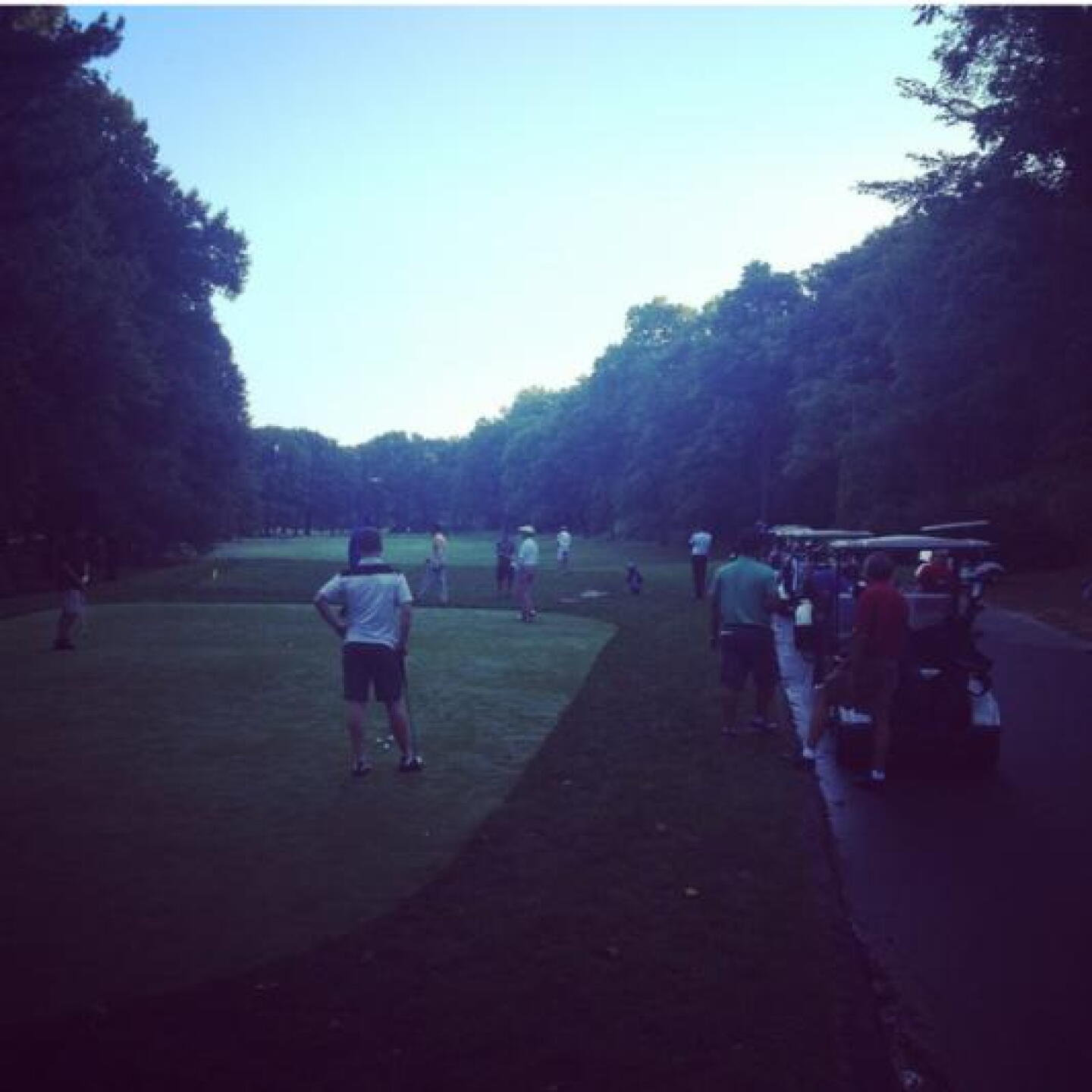 After half the groups had teed off and there was still 4 or 5 in front of us. And we were on time. (Photo submitted by null on 09/25/2014)